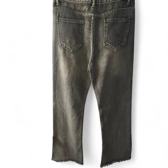 Women's Distressed Black Flare Jeans - Picture 2 of 3